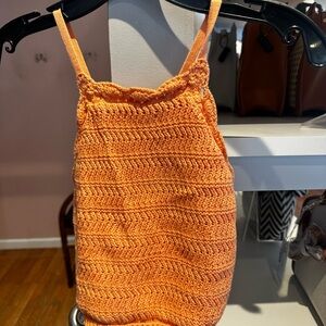 Hollister Bright Orange Crochet Crop Top
